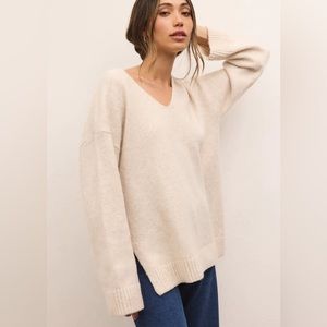 Lux Modern V-neck Sweater from Z Supply, Light Oatmeal Heather, Size Small